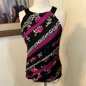 WHBM Floral Striped Women's Top Size Small